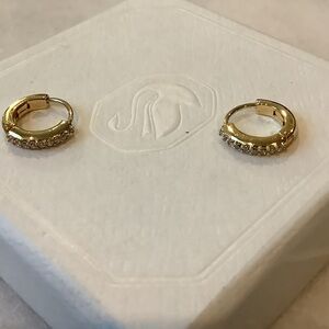 Swarovski Gold Crystal Hoop Earrings, Brand New